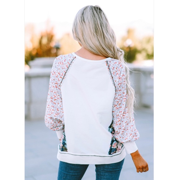 Dolman Sleeve Floral Patchwork Top - Picture 3 of 4